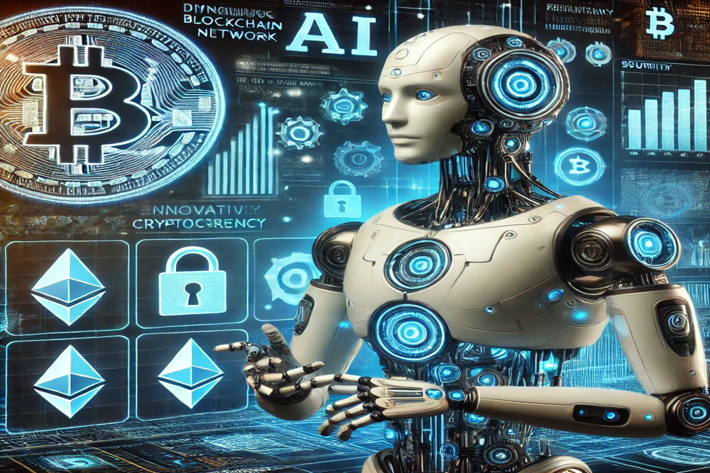 Futuristic crypto exchange with AI and blockchain features.