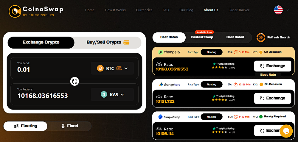 Kaspa (KAS) Swap Guide 2025 — Instantly Exchange Kaspa Without KYC Using CoinoSwap