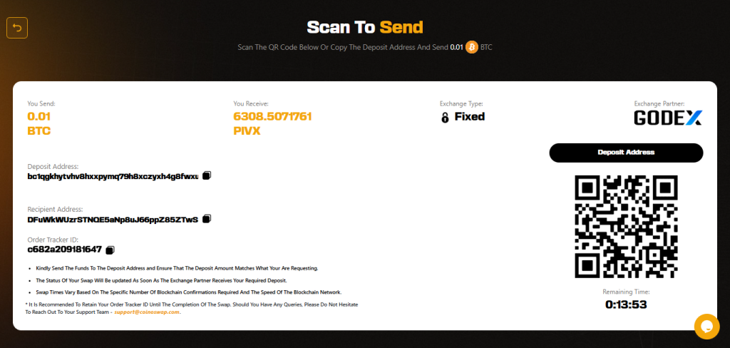 Swap PIVX Instantly Without KYC Using CoinoSwap