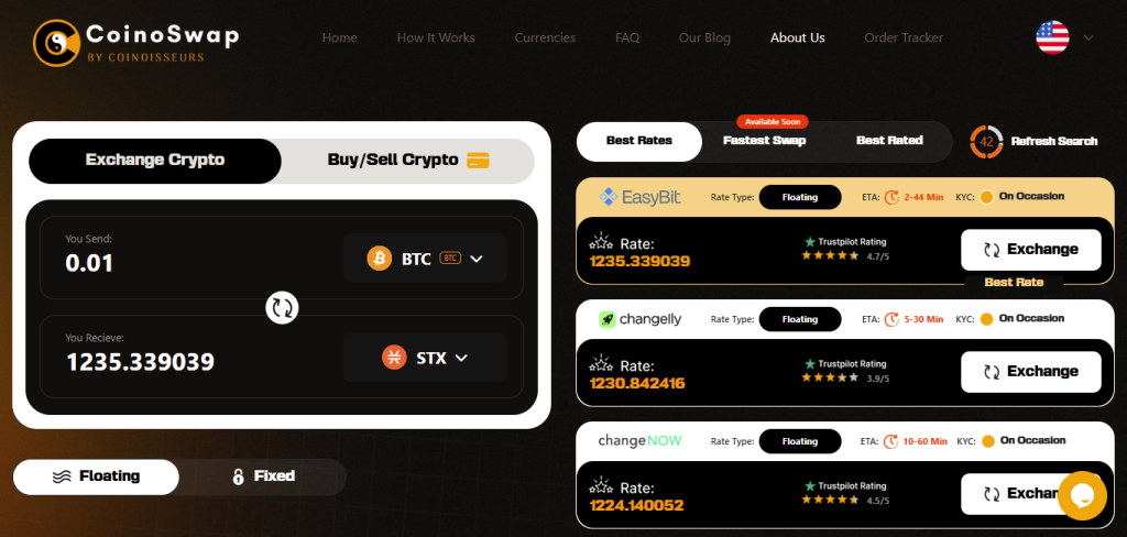 Swap Stacks (STX) Instantly Without KYC Using CoinoSwap