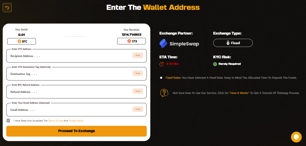Swap Stacks (STX) Instantly Without KYC Using CoinoSwap