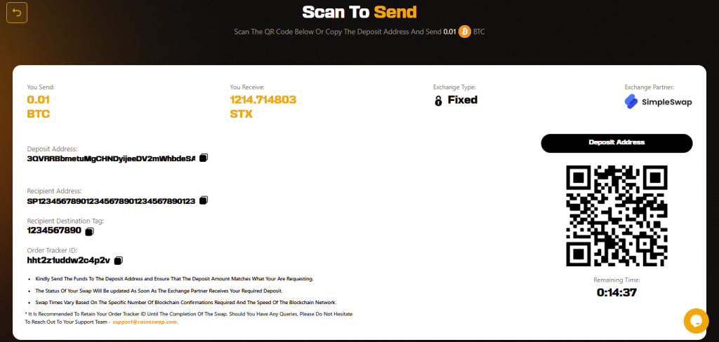 Swap Stacks (STX) Instantly Without KYC Using CoinoSwap