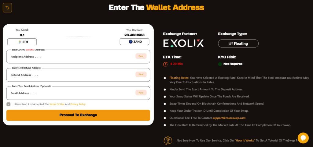 Zano Swap Guide 2025 — Instant No-KYC ZANO Exchange on CoinoSwap